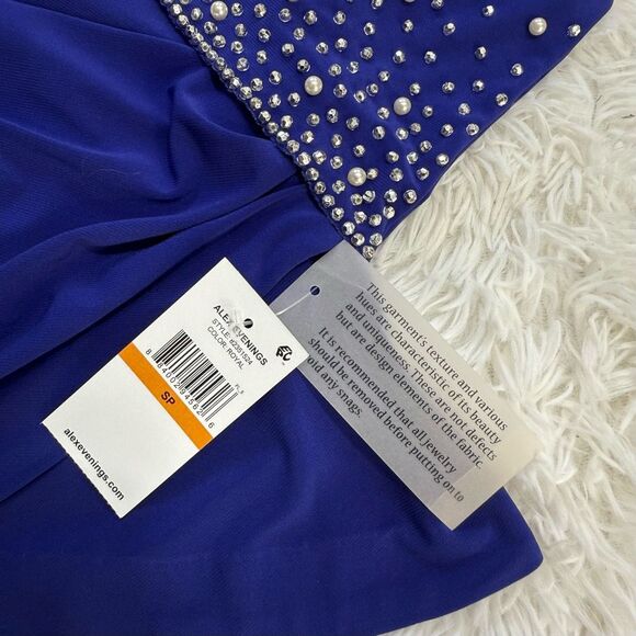 New Alex Evenings Petite Pearl Embellished Top Size SP Blue Women’s - Picture 12 of 13
